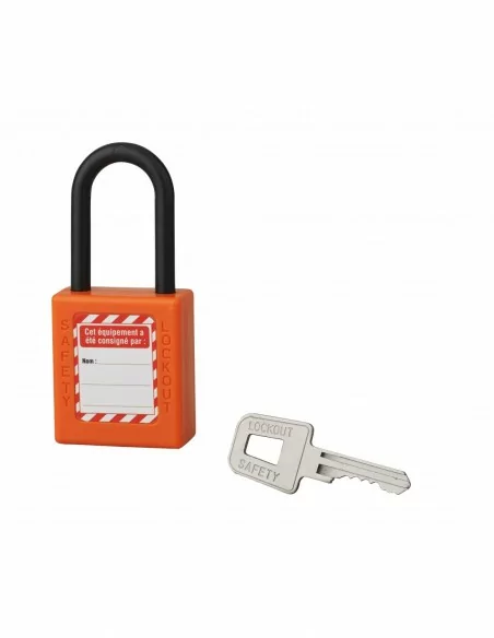 Cadenas de consignation LOTO Lockout Tagout 40 mm anse nylon Ø 6 x 38 mm orange