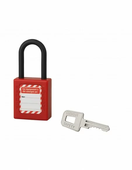 Cadenas de consignation LOTO Lockout Tagout 40 mm anse nylon Ø 6 x 38 mm rouge