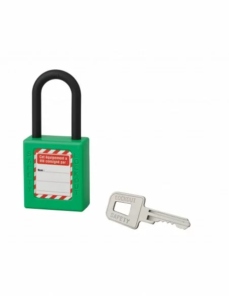 Cadenas de consignation LOTO Lockout Tagout 40 mm anse nylon Ø 6 x 38 mm vert