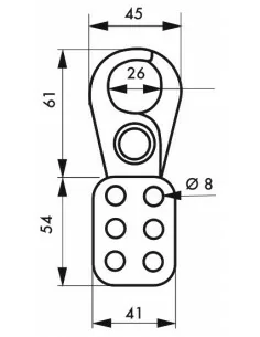 Mâchoire acier isolé Ø intérieur 26 mm pour 6 cadenas - THIRARD 2