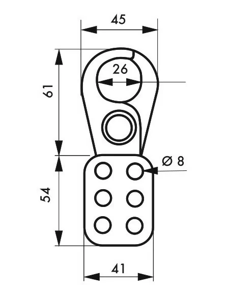 Mâchoire acier isolé Ø intérieur 26 mm pour 6 cadenas