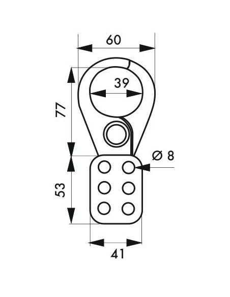 Mâchoire acier isolé Ø intérieur 39 mm pour 6 cadenas