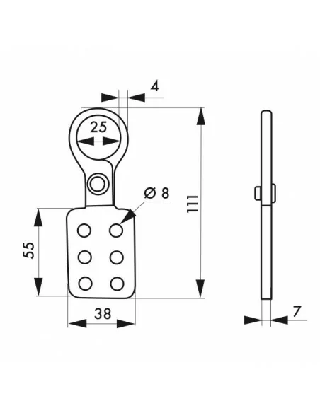 Machoire alu Ø 4mm isolée 6 trous - Ø intérieur 25mm