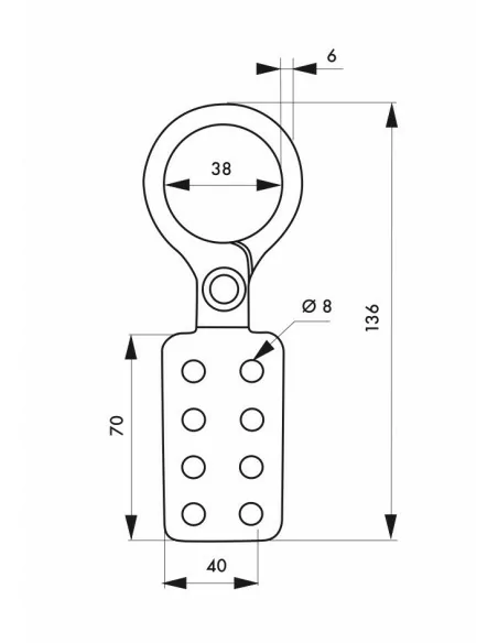 Machoire alu Ø 6mm isolée 8 trous - Ø intérieur 38mm