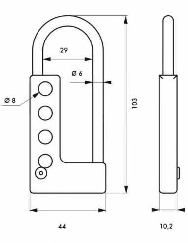 Moraillon en aluminium pour 4 cadenas - THIRARD Moraillon en aluminium pour 4 cadenas - THIRARD