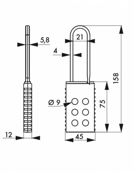 Moraillon en nylon pour 6 cadenas