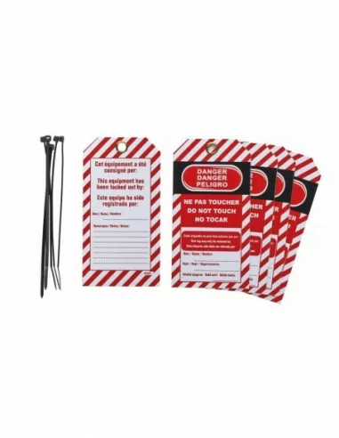 Lot de 5 étiquettes "danger - ne pas toucher" en polypropylène pp langue FR/GB/ES - THIRARD
