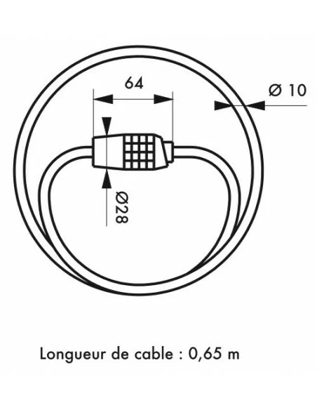 Antivol à câble Ø 10 longeur 1,80 m à combinaison modifiable avec support