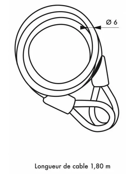 Antivol à câble Ø 6 longeur 1,80 m avec cadenas 40 mm étanche 2 clés