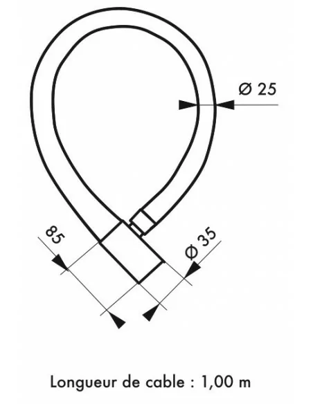Antivol câble Ø 25 longeur 1,00 m