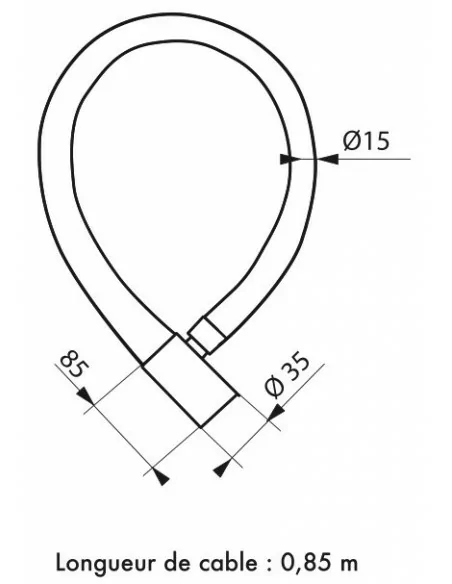 Antivol moto câble Ø 15 longeur 0,85 m