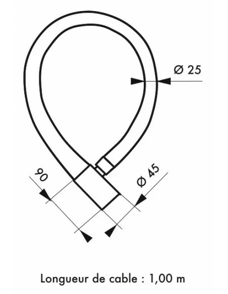 Antivol moto cable blindé Ø 25 longeur 1,20 m