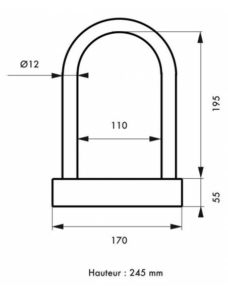 Antivol gainée Ø 12 larg : 170 mm - haut : 245 mm