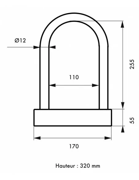 Antivol gainée Ø 12 larg : 170 mm - haut : 320 mm