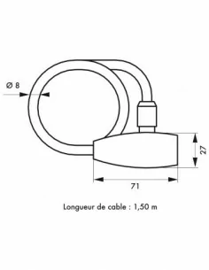 Jeu de 3 antivols à cable Ø 8 longeur 1,50 m avec support 6 clés 2