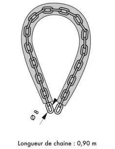 Chainmoto gainée pvc Ø 8 longeur 0,90 m cadenas 3 clés 2