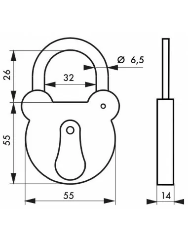 Cadenas à clé 2493 - 55 mm Cadenas à clé 2493 - 55 mm