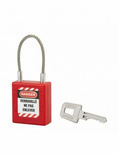 Cadenas à clé 40 mm câble acier Ø 3 x 90 mm - 1 clé - THIRARD
