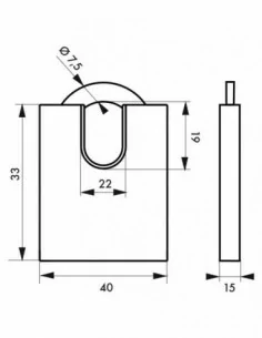 Cadenas à clé 510p anse protégé 40 mm 2