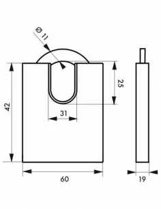 Cadenas à clé 530p anse protégé 60 mm 2
