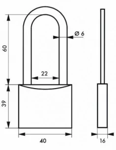 Cadenas à clé ADRIATIC - 40 mm anse 1/2 haute 2