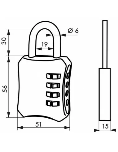 Cadenas à clé BAGGY 50 mm à combinaison modifiable Cadenas à clé BAGGY 50 mm à combinaison modifiable