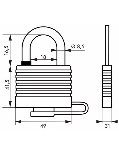 Cadenas à clé BUMPER 45 mm bleu