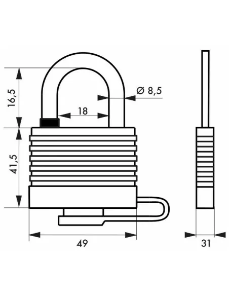 Cadenas à clé BUMPER 45 mm jaune