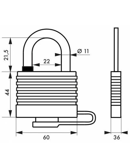 Cadenas à clé BUMPER 54 mm jaune