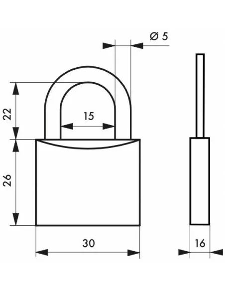 Cadenas à clé CINOX 30 mm