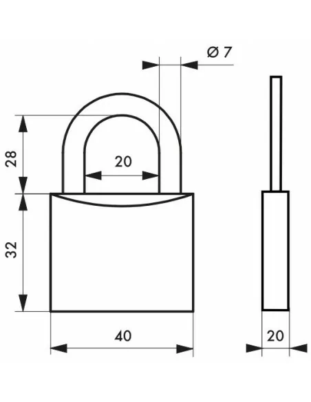 Cadenas à clé CINOX 40 mm