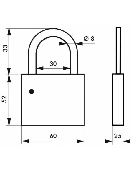 Cadenas à clé CP anse inox sans cylindre