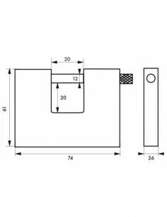 Cadenas à clé LAND blindé 60 mm 2