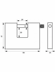Cadenas à clé LAND blindé 80 mm 2