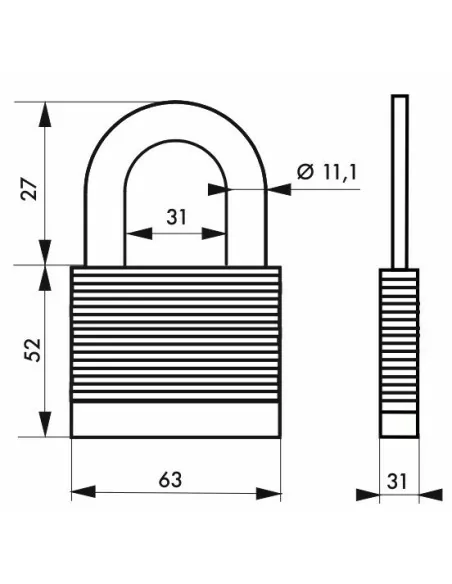 Cadenas à clé PROTECTOR 63 mm