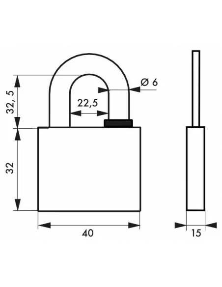 Cadenas à clé REVERSO 40 mm 4 clés réversibles