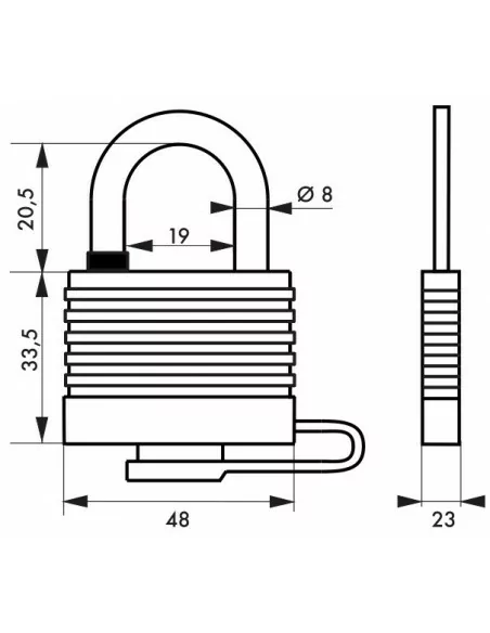 Cadenas à clé SEA LINE 40 mm jaune