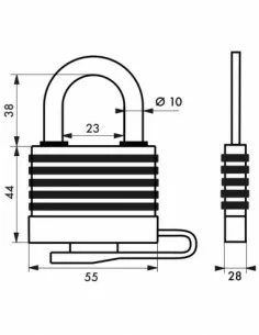 Cadenas à clé SLICE à lamelles 50 mm gainé pvc couleurs assorties 2