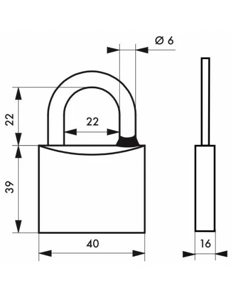 Cadenas à clé TRANSIT 2 - 40 mm