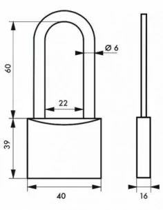 Cadenas à clé TRANSIT 2 - 40 mm anse 1/2 haute 2