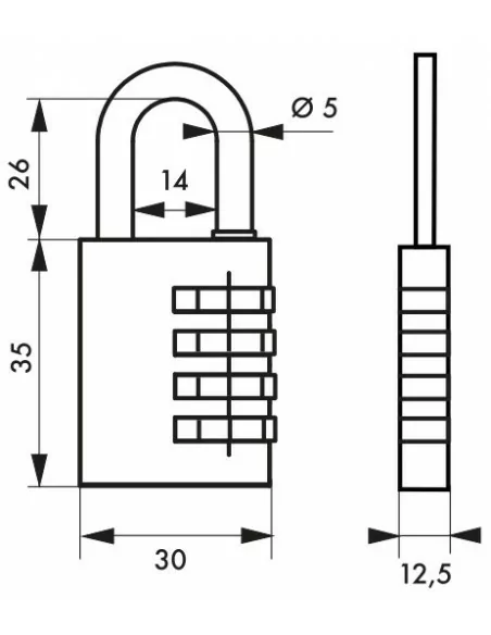 Cadenas à clé TYPE 1 aluminium code 30 mm bleu