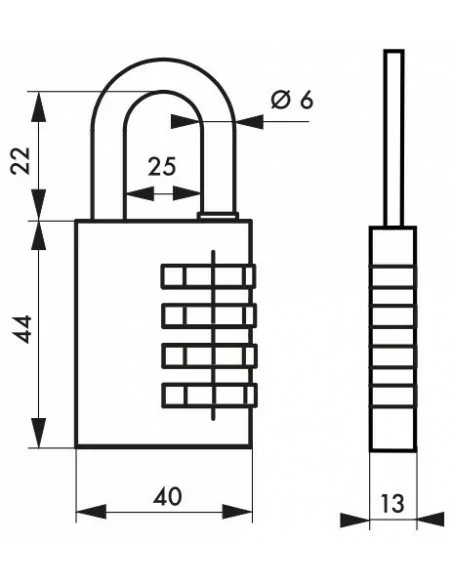 Cadenas à clé TYPE 1 aluminium code 40 mm gris