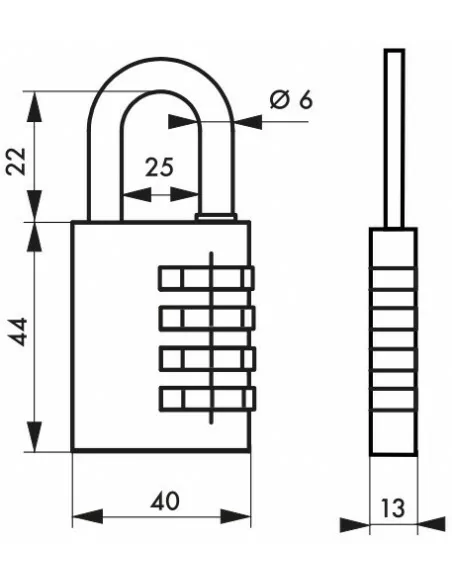 Cadenas à clé TYPE 1 aluminium code 40 mm violet