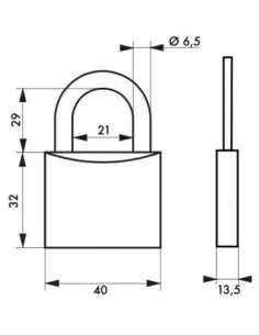 Cadenas à clé TYPE 1 aluminium color 40 mm noir 2