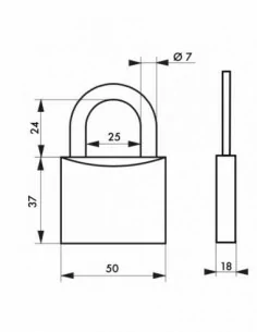 Cadenas à clé TYPE 1 aluminium color 50 mm bleu 2