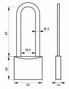Cadenas à clé MACH 2 - 35 mm anse haute 2
