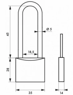 Cadenas à clé MACH 2 - 35 mm anse haute 2