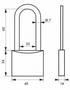 Cadenas à clé MACH 2 - 45 mm anse 1/2 haute 2