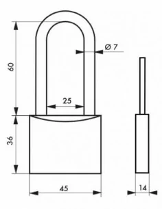 Cadenas à clé MACH 2 - 45 mm anse 1/2 haute 2