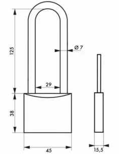 Cadenas à clé TYPE 1 - 45 mm anse haute 2